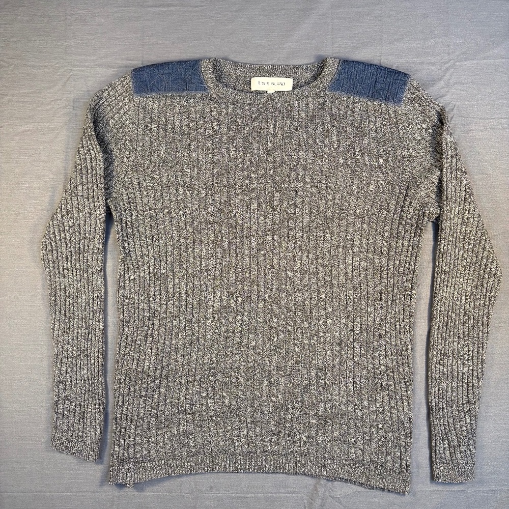 River Island Mens Grey Round Neck Cotton Blend Sweater - Medium
